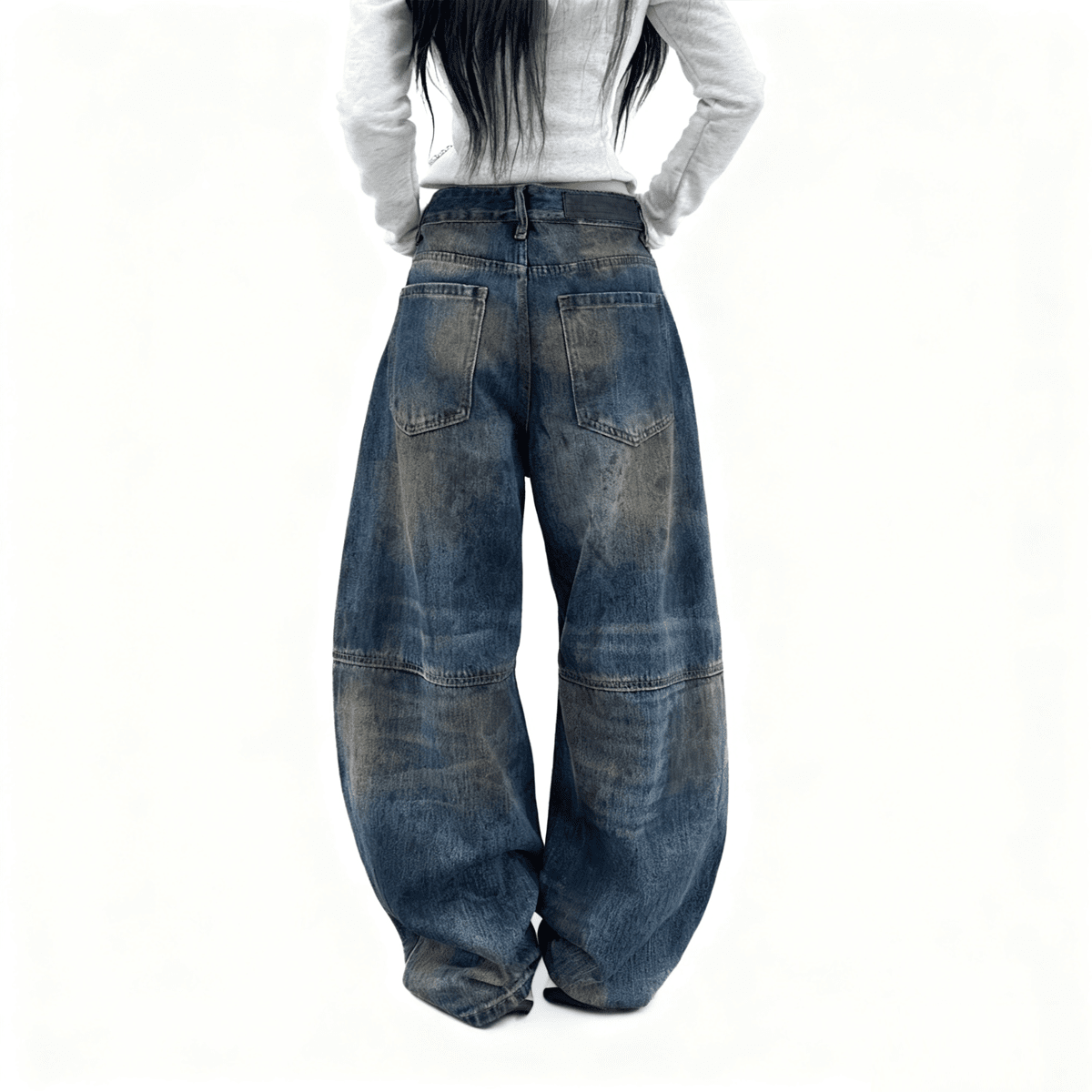 Jean unisexe RUSH – Patchwork Wide-Leg Curved Blade