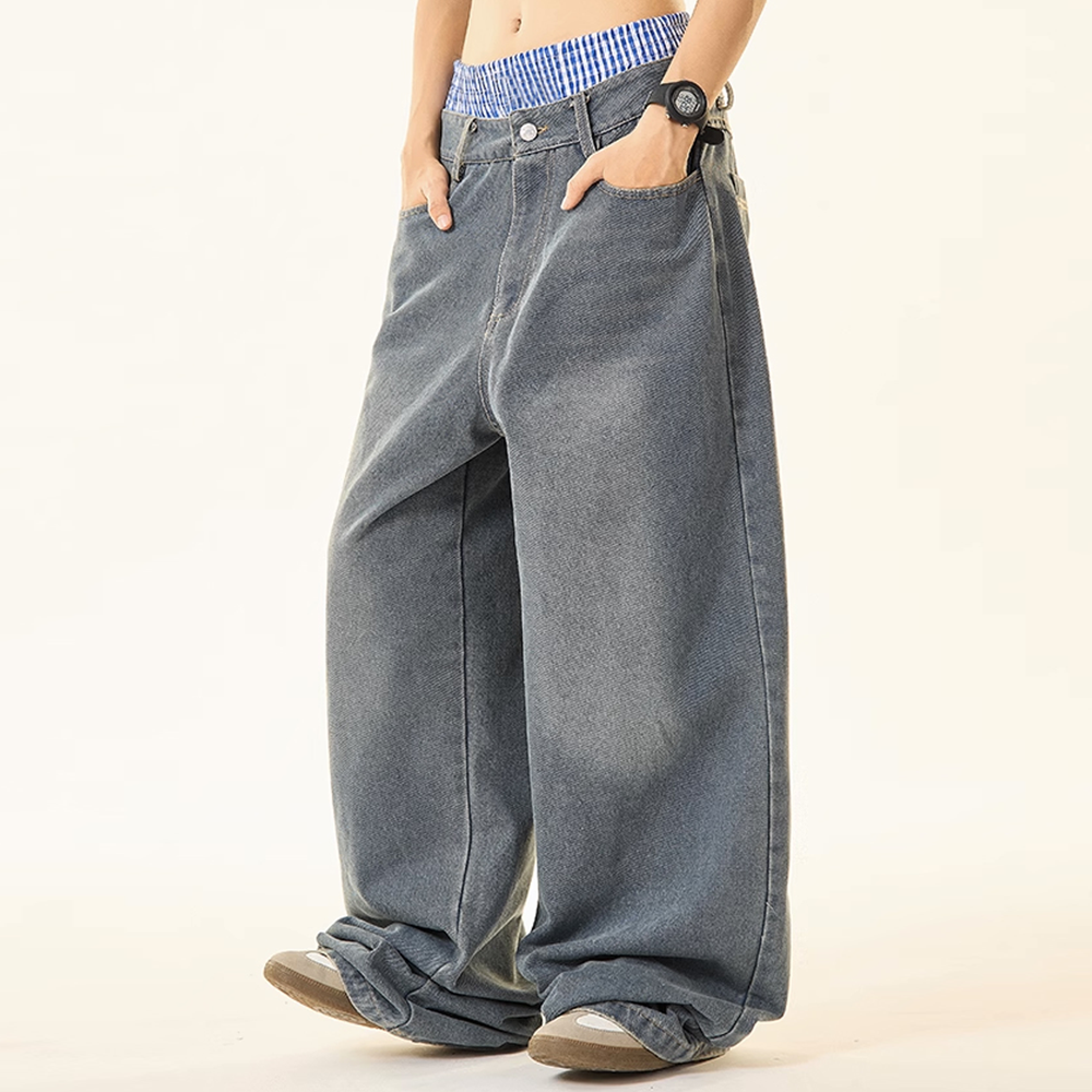 Jean unisexe RUSH – Double Waist Design Hip-Hop Wide Leg