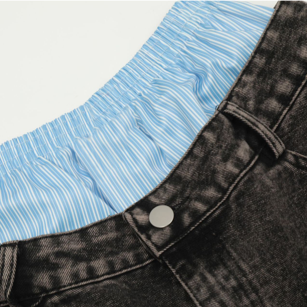 Jean unisexe RUSH – Double Waist Design Hip-Hop Wide Leg