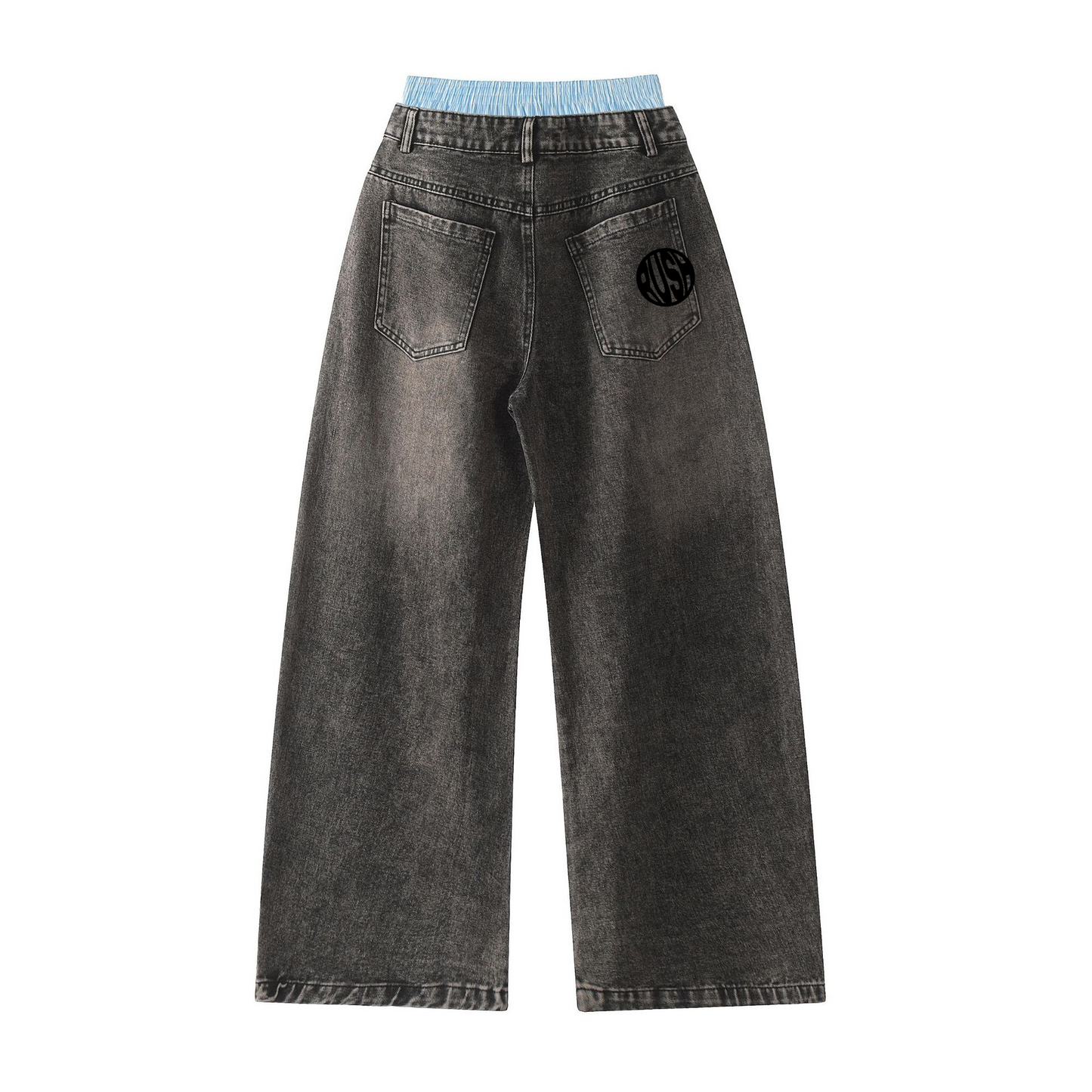 Jean unisexe RUSH – Double Waist Design Hip-Hop Wide Leg