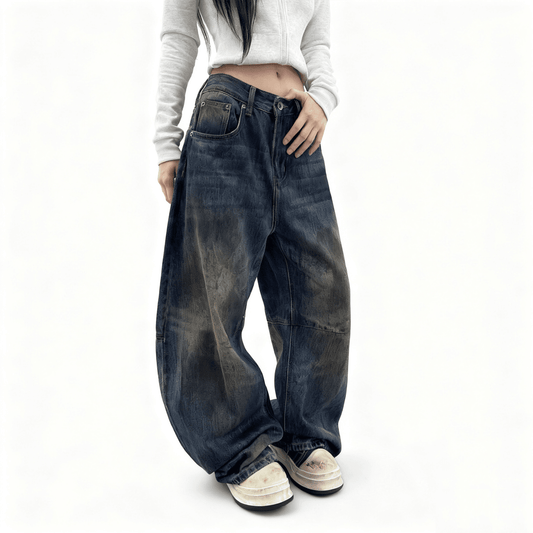 Jean unisexe RUSH – Patchwork Wide-Leg Curved Blade