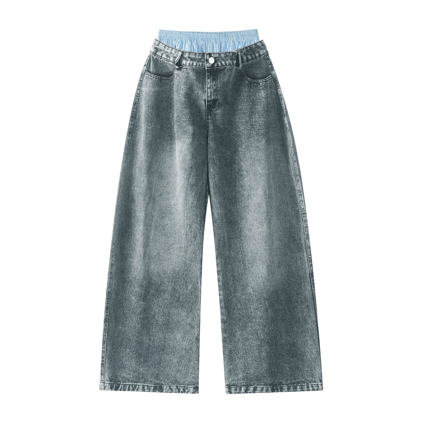 Jean unisexe RUSH – Double Waist Design Hip-Hop Wide Leg